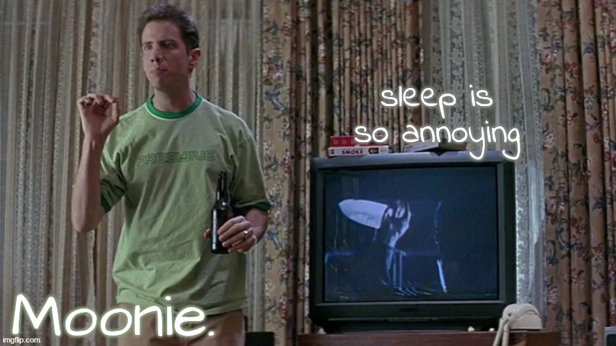 moons randy temp | sleep is so annoying | image tagged in moons randy temp | made w/ Imgflip meme maker
