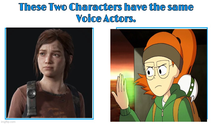 Ashley Johnson 3 | image tagged in same voice actor,ashley johnson,infinity train,the last of us,cartoon network,playstation | made w/ Imgflip meme maker