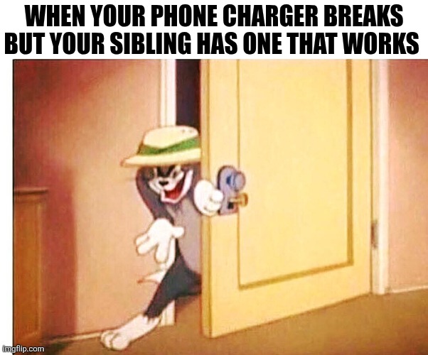 When Your Phone Charger Breaks | WHEN YOUR PHONE CHARGER BREAKS BUT YOUR SIBLING HAS ONE THAT WORKS | image tagged in chrisjoines1 | made w/ Imgflip meme maker