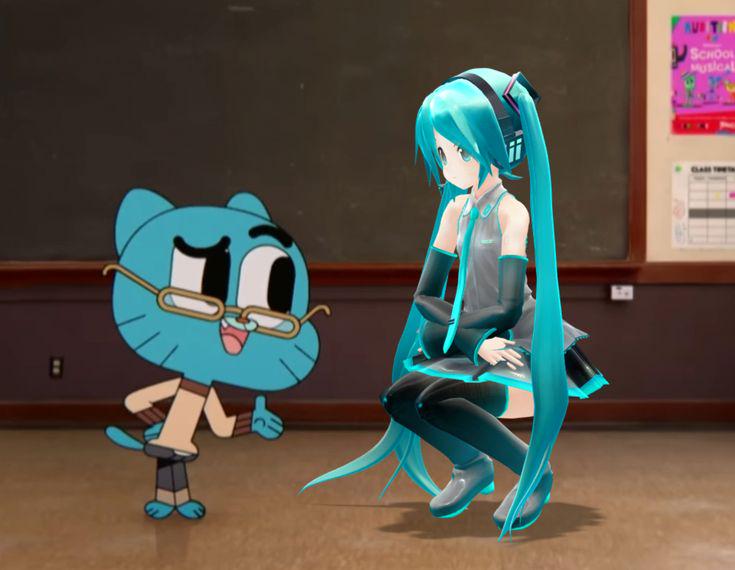 Gumball meets Hatsune Miku for the first time Blank Meme Template