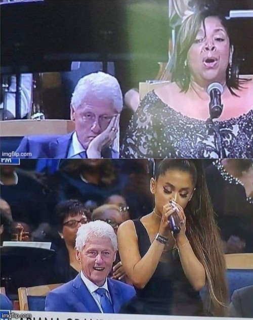 Bill Clinton Bored then Excited Ariana Grande Blank Meme Template