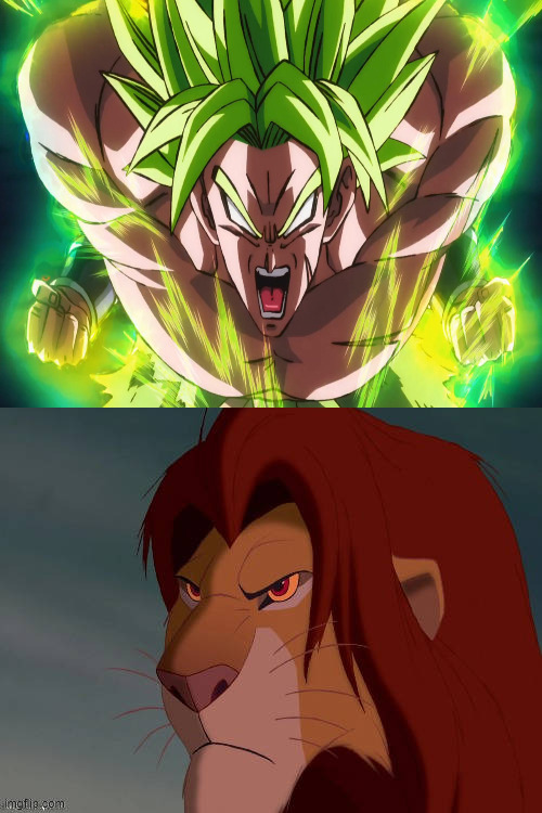simba hates broly | image tagged in simba hates who,broly,dragon ball z,lion king,crossover memes,disney | made w/ Imgflip meme maker