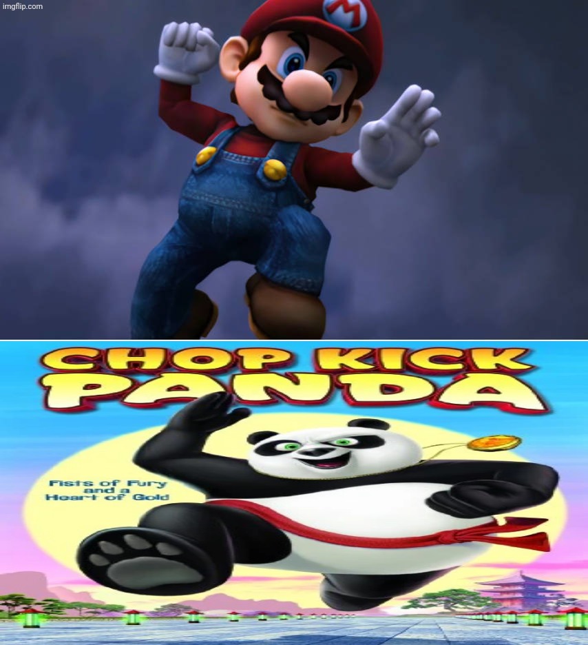 mario hates chop kick Panda | image tagged in mario hates,deviantart,ripoff,kung fu panda,super mario,dreamworks | made w/ Imgflip meme maker