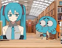 Gumball is scared of Hatsune Miku Blank Meme Template