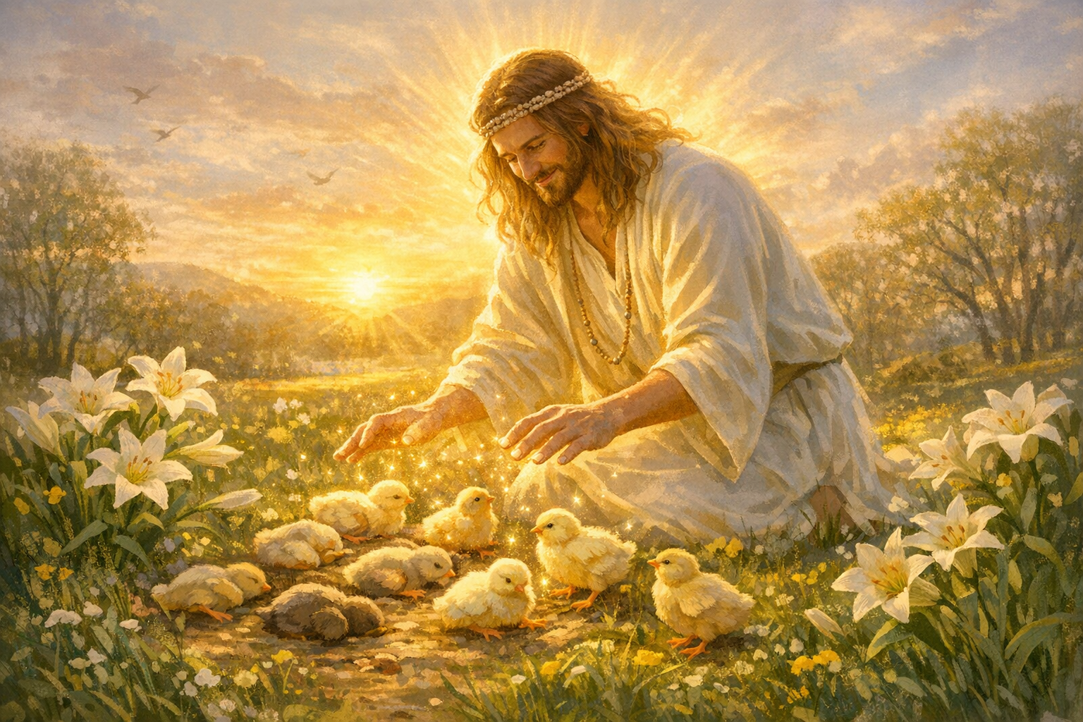 Jesus resurrects the chicks Blank Meme Template