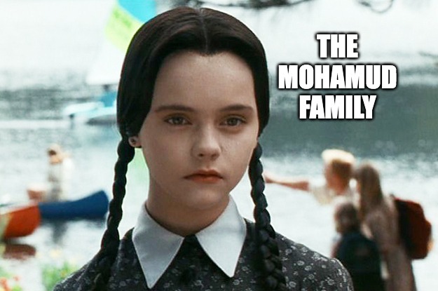 hijab family | THE
 MOHAMUD 
FAMILY | image tagged in wednesday adams | made w/ Imgflip meme maker