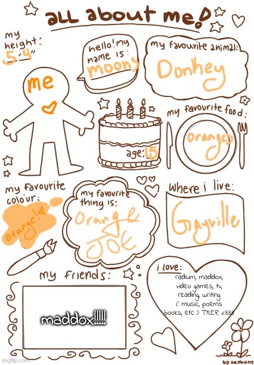 all about meh | radium, maddox, video games, tv, reading, writing ( music, poems books, etc ) TYLER <333; maddox!!!!! | image tagged in all about meh | made w/ Imgflip meme maker