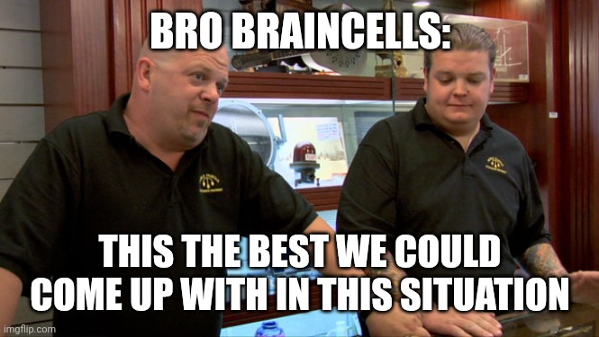 BRO BRAINCELLS: THIS THE BEST WE COULD COME UP WITH IN THIS SITUATION | image tagged in pawn stars best i can do | made w/ Imgflip meme maker