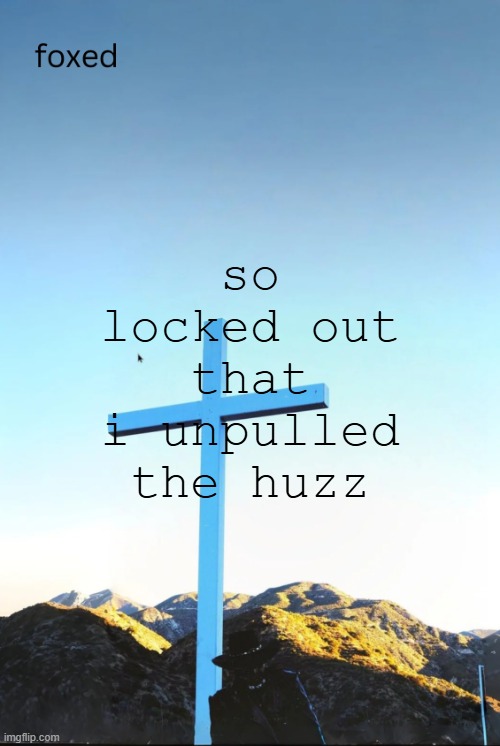 foxed jpeg temp | so locked out that i unpulled the huzz | image tagged in foxed jpeg temp | made w/ Imgflip meme maker