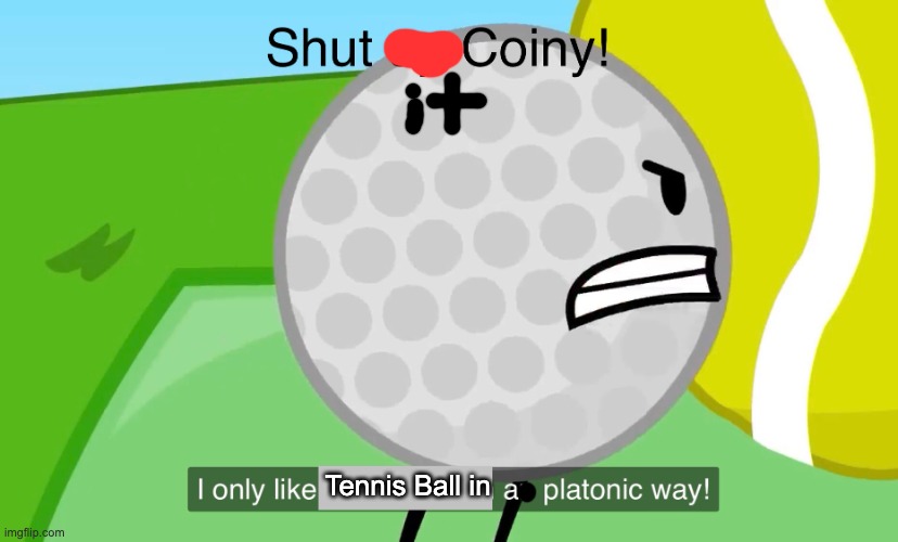 Shut up coiny | Tennis Ball in | image tagged in shut up coiny | made w/ Imgflip meme maker