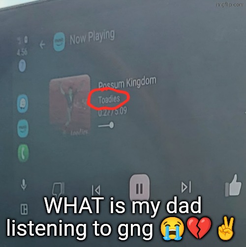 IS THAT AN MSMG REFERENCE!?!? | WHAT is my dad listening to gng 😭💔✌️ | made w/ Imgflip meme maker