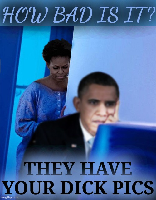 Obama Redditor's Wife | HOW BAD IS IT? THEY HAVE YOUR DICK PICS | image tagged in obama redditor's wife | made w/ Imgflip meme maker