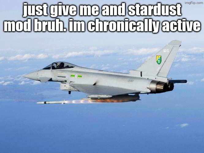 Eurofighter missile | just give me and stardust mod bruh. im chronically active | image tagged in eurofighter missile | made w/ Imgflip meme maker