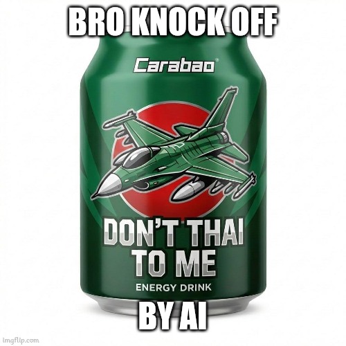 BRO KNOCK OFF; BY AI | image tagged in energy drinks,memes | made w/ Imgflip meme maker