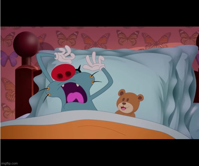 Me when someone explains the max design pro lore: | image tagged in oggy sleeping | made w/ Imgflip meme maker