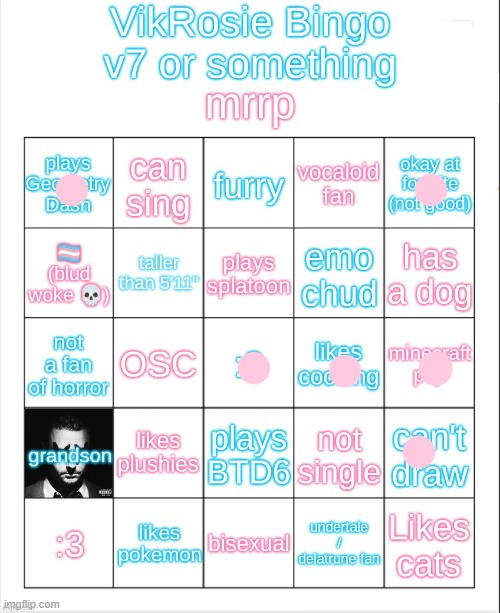 VikRosie Bingo NEW!!!!!!!!!!!!!!!!!! | image tagged in vikrosie bingo new | made w/ Imgflip meme maker
