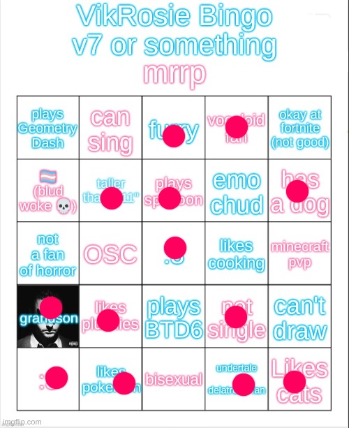 VikRosie Bingo NEW!!!!!!!!!!!!!!!!!! | image tagged in vikrosie bingo new | made w/ Imgflip meme maker
