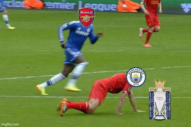 Arsenal - Everton 2-0, West Ham - Man City 1-1. | image tagged in gerrard-slip,arsenal,man city,premier league,funny,sports | made w/ Imgflip meme maker