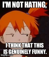 Derp Face Misty | I'M NOT HATING, I THINK THAT THIS IS GENUINELY FUNNY. | image tagged in derp face misty | made w/ Imgflip meme maker