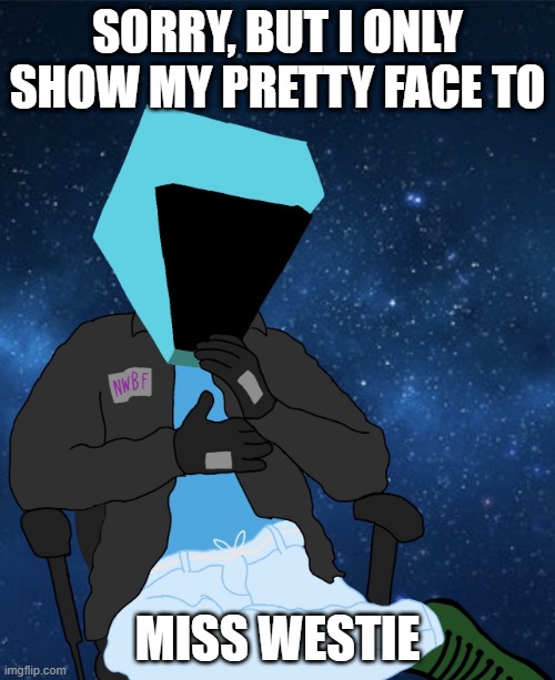 NWBF pretty face denied to you | SORRY, BUT I ONLY SHOW MY PRETTY FACE TO; MISS WESTIE | image tagged in north west's biggest fanart,north west,kanye west,daft punk,kanye,artwork | made w/ Imgflip meme maker