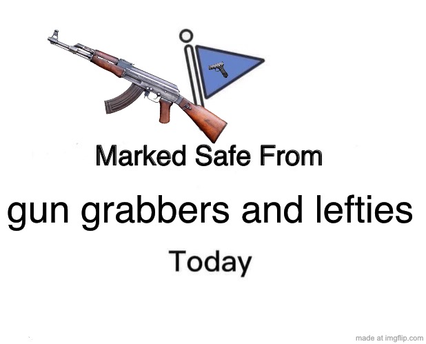 pro gun rights meme | gun grabbers and lefties | image tagged in memes,marked safe from | made w/ Imgflip meme maker