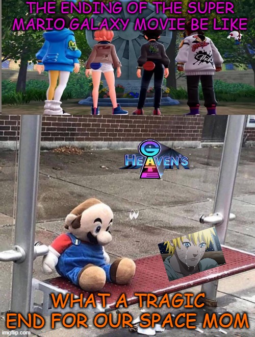 the ending of the super mario galaxy movie be like | THE ENDING OF THE SUPER MARIO GALAXY MOVIE BE LIKE; WHAT A TRAGIC END FOR OUR SPACE MOM | image tagged in sad mario,super mario galaxy,mario movie,tragedy,be like,the end | made w/ Imgflip meme maker