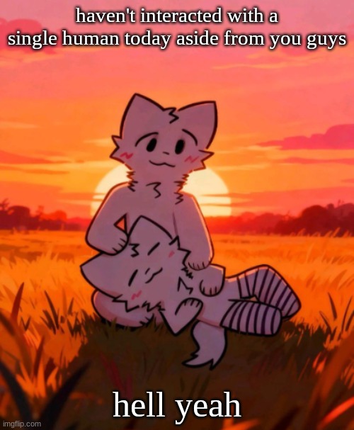 That0neguy announcement temp | haven't interacted with a single human today aside from you guys; hell yeah | image tagged in that0neguy announcement temp | made w/ Imgflip meme maker