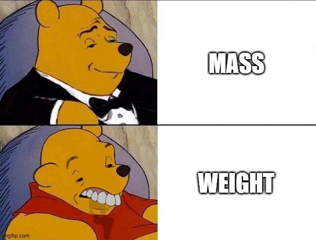 Tuxedo Winnie the Pooh grossed reverse | MASS; WEIGHT | image tagged in tuxedo winnie the pooh grossed reverse | made w/ Imgflip meme maker