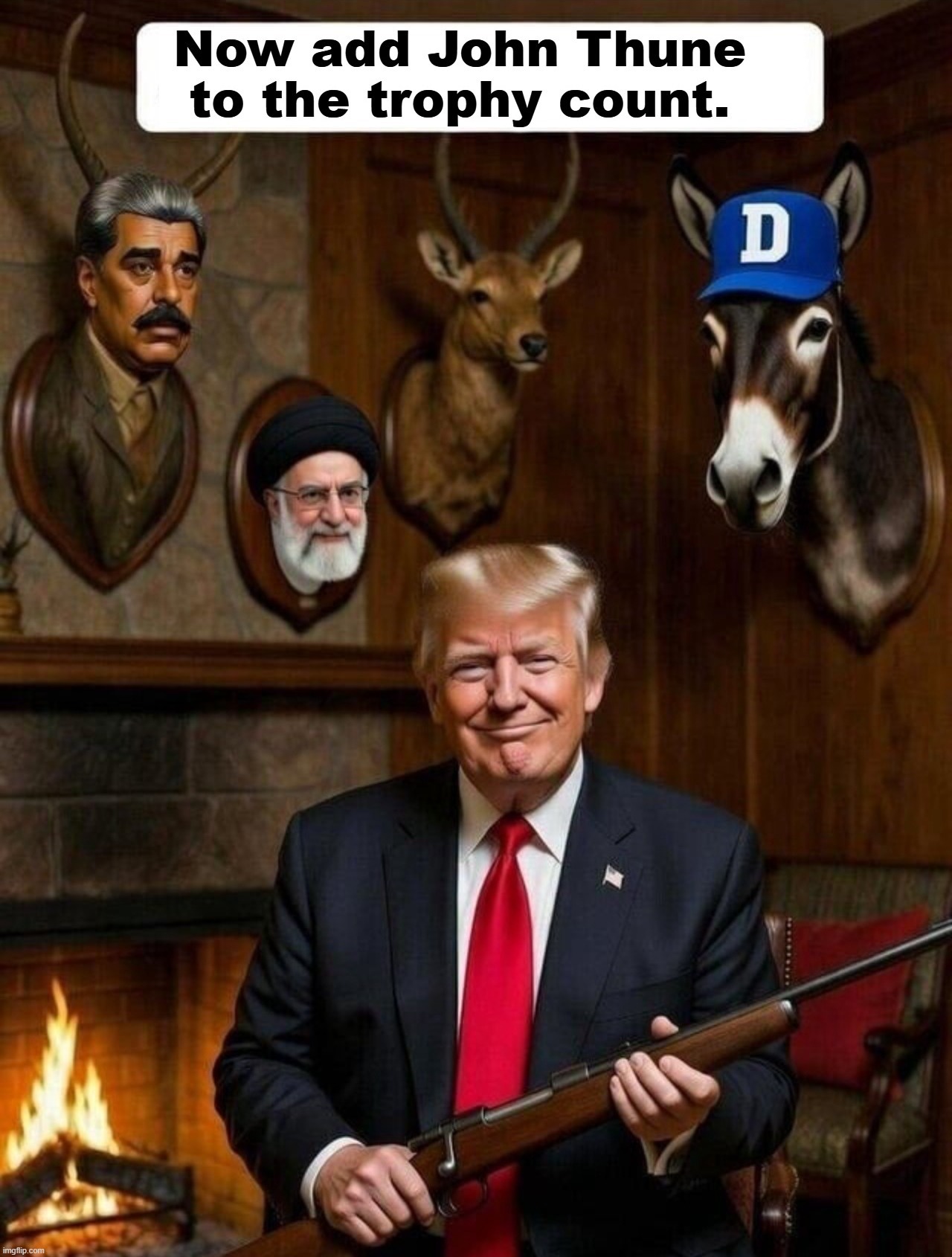 Now add John Thune to the trophy count! | image tagged in trophy hunter,john thune,rinos,we the people,uniparty,traitors | made w/ Imgflip meme maker