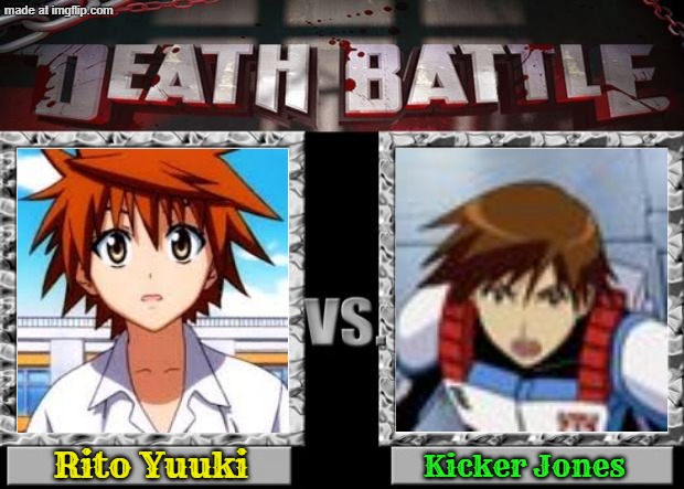 To Love Ru vs Transformers Energon, Kicker Jones vs Rito Yuuki death battle | Rito Yuuki; Kicker Jones | image tagged in death battle,to love ru,anime,transformers,transformers energon,rito yuuki | made w/ Imgflip meme maker