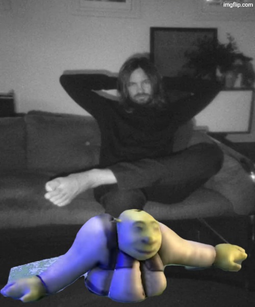 Kevin got a pet | image tagged in kevin parker sitting | made w/ Imgflip meme maker