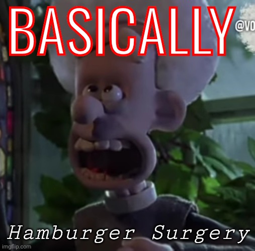 BASICALLY Hamburger Surgery | image tagged in priest from wallace and gromit | made w/ Imgflip meme maker
