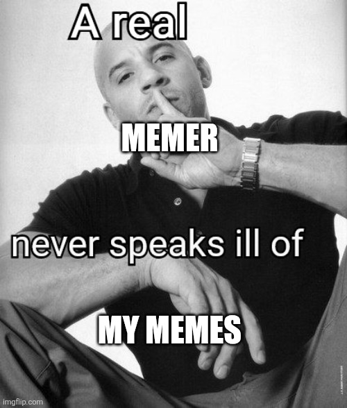 A real X never speaks ill of Y | MEMER MY MEMES | image tagged in a real x never speaks ill of y | made w/ Imgflip meme maker