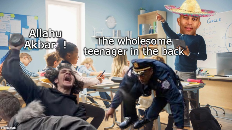 The wholesome teenager in the back Allahu Akbar  ! | made w/ Imgflip meme maker