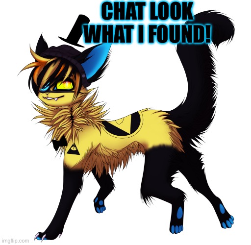 Snas of topic | CHAT LOOK WHAT I FOUND! | image tagged in bill cipher furry | made w/ Imgflip meme maker