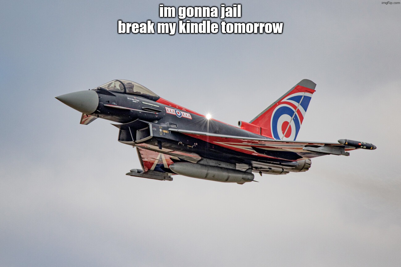 Eurofighter Typhoon Blackjack livery | im gonna jail break my kindle tomorrow | image tagged in eurofighter typhoon blackjack livery | made w/ Imgflip meme maker