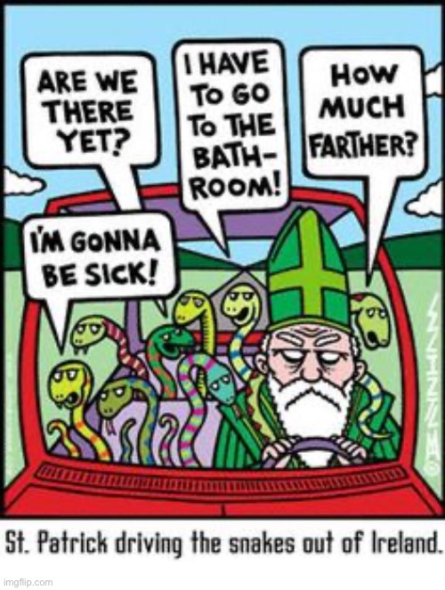 Those pesky snakes | image tagged in comics,st patrick,snakes,driving them out,annoying,angry | made w/ Imgflip meme maker