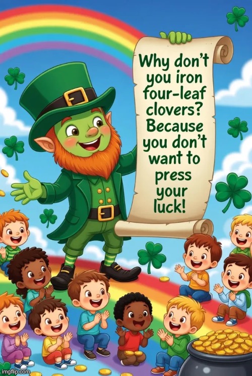 Riddle me this | image tagged in repost,cartoons,st patricks day,leprechaun,riddle,four leaf clovers | made w/ Imgflip meme maker