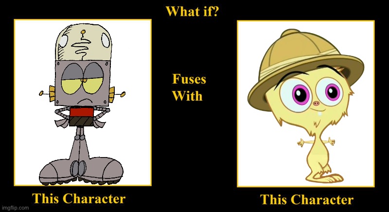 What if Robot Jones Fuses With Fuzzy Snuggums | image tagged in blank fusion meme,fuzzy snuggums,spliced,whatever happened to robot jones,robot jones,cute | made w/ Imgflip meme maker