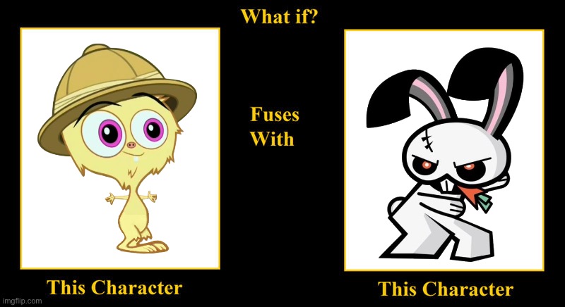 Fuzzy Snuggums Fuses With Jumpy Ghostface | image tagged in blank fusion meme,hero 108,jumpy ghostface,spliced,fuzzy snuggums,cartoon network | made w/ Imgflip meme maker