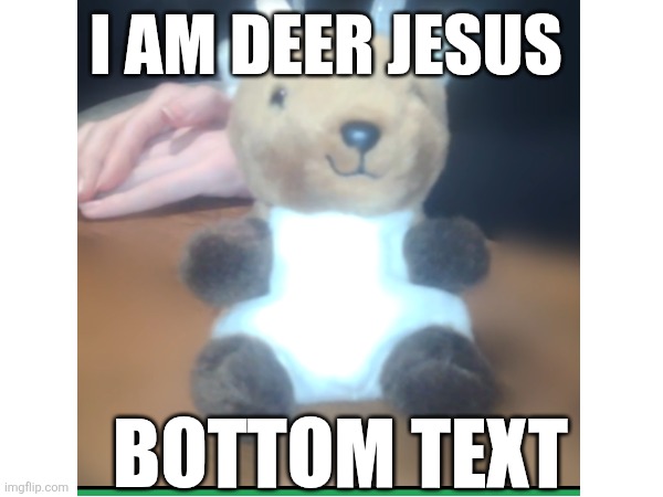 Deer Jesus | I AM DEER JESUS; BOTTOM TEXT | image tagged in bottom text,jesus,deer | made w/ Imgflip meme maker