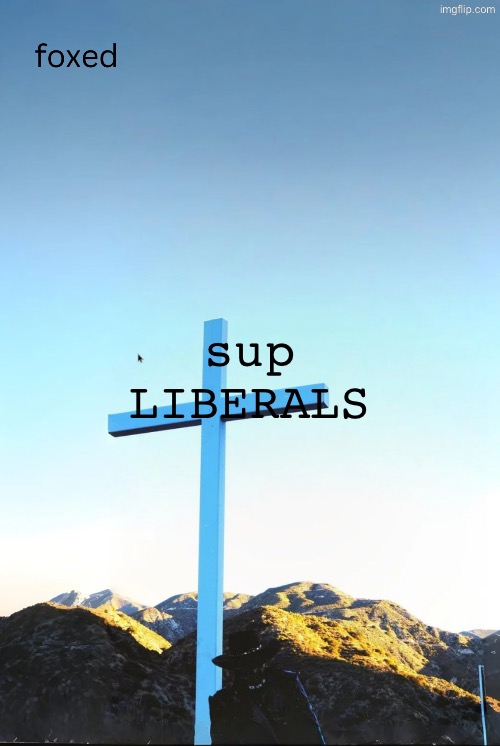 foxed jpeg temp | sup LIBERALS | image tagged in foxed jpeg temp | made w/ Imgflip meme maker