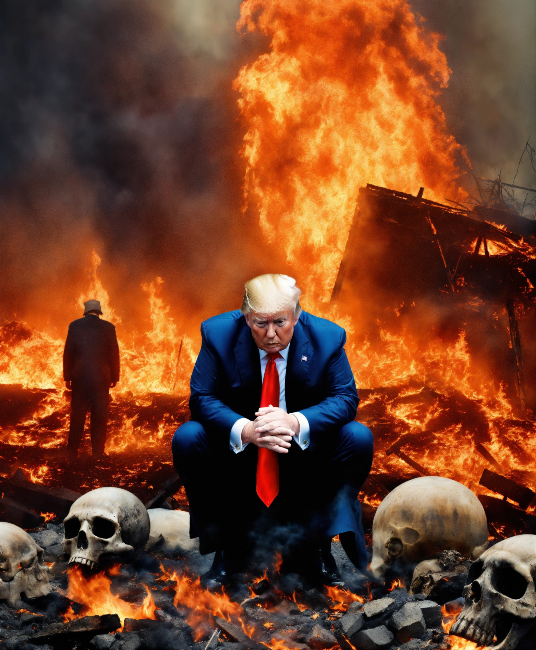 Trump no more forever wars battles dead soldiers skeletons Blank Meme Template