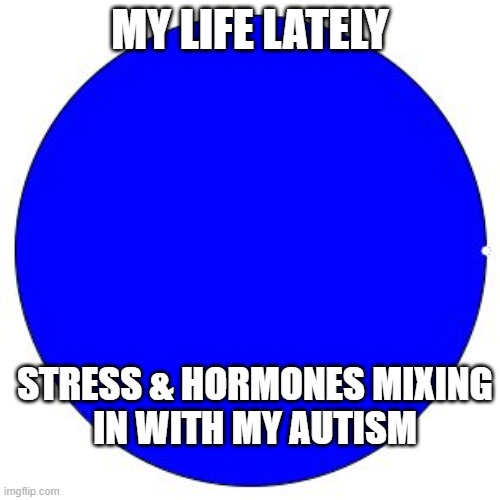 Autism and hormones dont mix they can not and will not mix ever its like water and oil basically and no this meme was NOT a lie | MY LIFE LATELY; STRESS & HORMONES MIXING
IN WITH MY AUTISM | image tagged in 100 pie chart,memes,autism,hormones,stress,because it's true | made w/ Imgflip meme maker