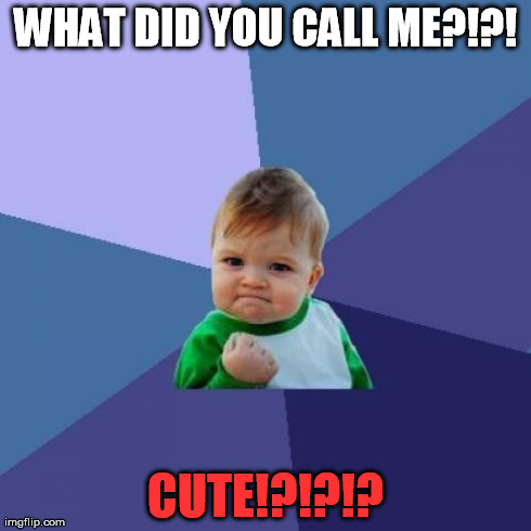 Success Kid Meme | WHAT DID YOU CALL ME?!?! CUTE!?!?!? | image tagged in memes,success kid | made w/ Imgflip meme maker