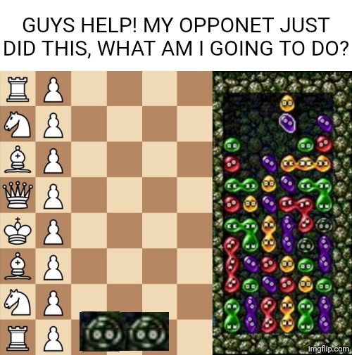 GUYS HELP! MY OPPONET JUST DID THIS, WHAT AM I GOING TO DO? | image tagged in chess | made w/ Imgflip meme maker