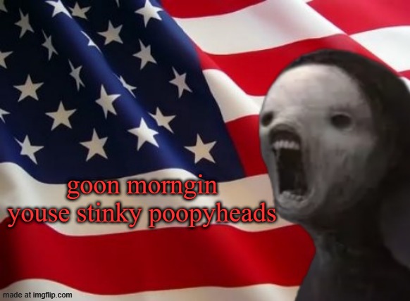 void lazy but patriotic | goon morngin youse stinky poopyheads | image tagged in void lazy but patriotic | made w/ Imgflip meme maker