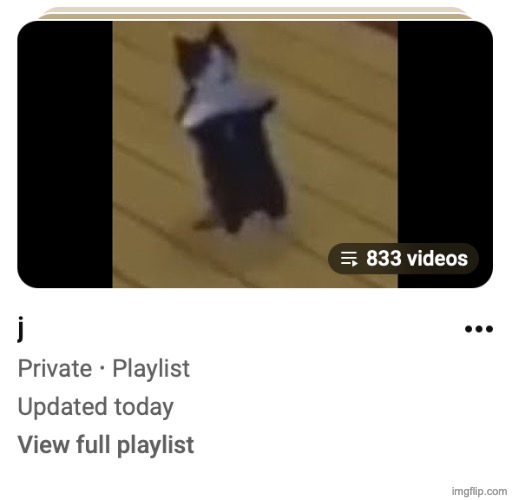 behold, my random music playlist (this fucker is enough to cause youtube to start actually tweaking because of the song count) | made w/ Imgflip meme maker