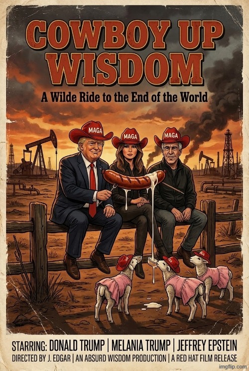 COWBOY WISDOM | image tagged in cowboy father and son,cowboy wisdom,sam elliott cowboy,sarcasm cowboy,trump,epstein | made w/ Imgflip meme maker