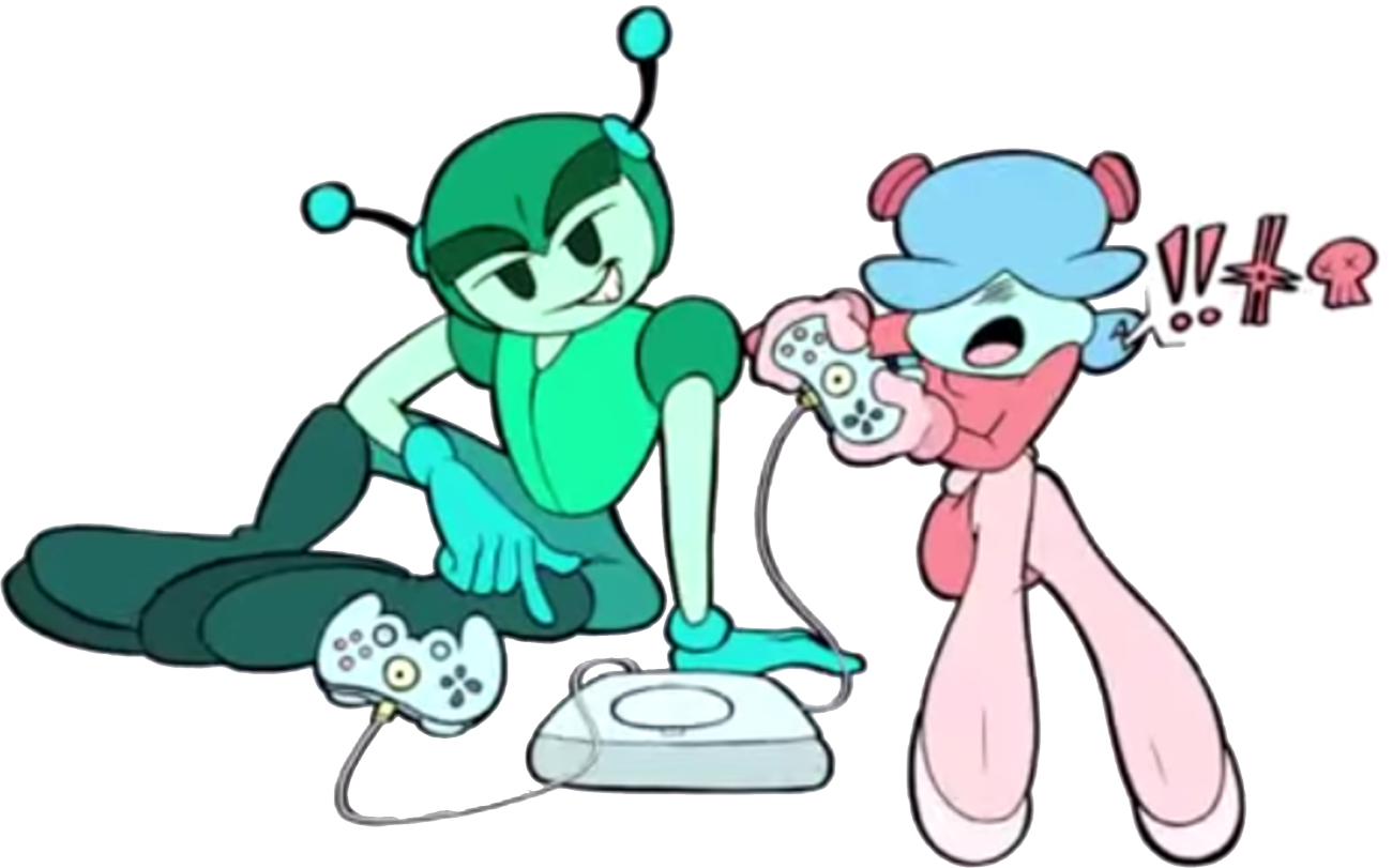 Quasar and Celeste playing games Blank Meme Template